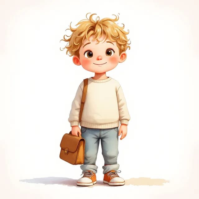 Finn staat met zijn tas over zijn schouder