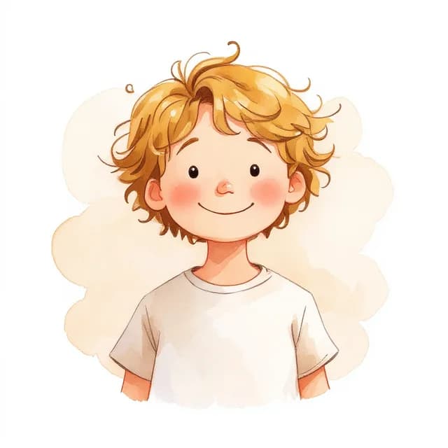 Jongen met halfblond, golvend haar